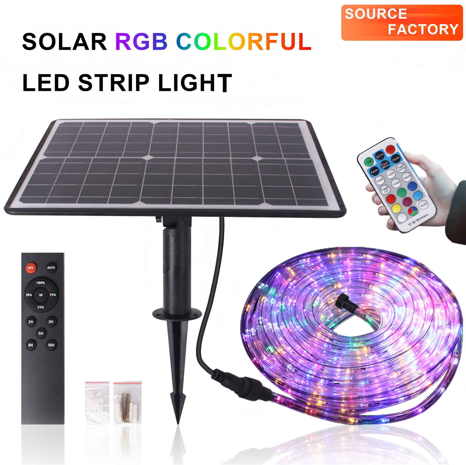 solar power multi-colors chasing led strip light from China supplier
