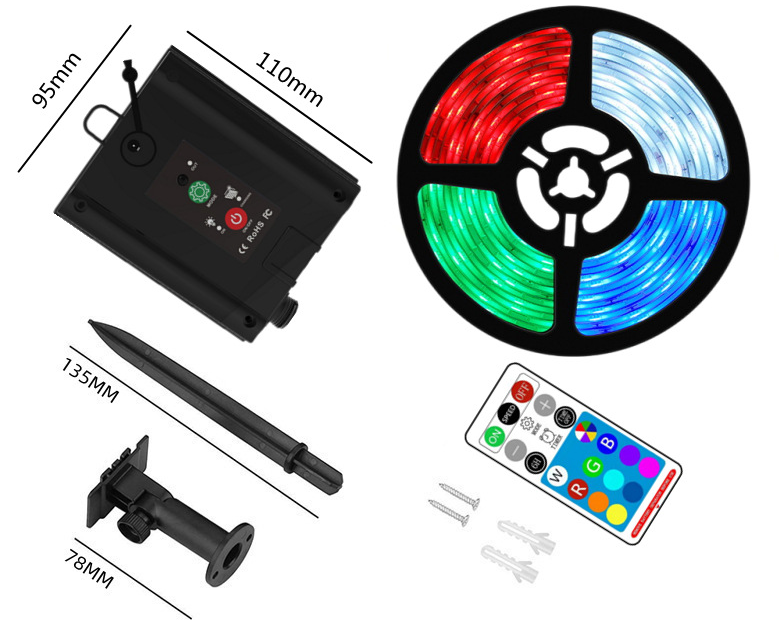 solar-powered led strip light in multi-color and chasing function from China top supplier MEGA